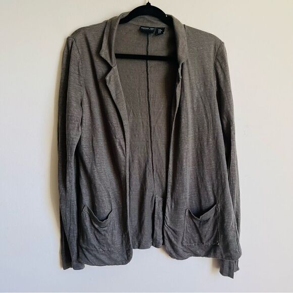 Rachel Zoe Green 100% Linen Open Cardigan Collared Medium - Picture 1 of 9